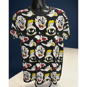 Looney Tunes All-Over Print Unisex T-Shirt Martian, Sylvester & Tweety - Large